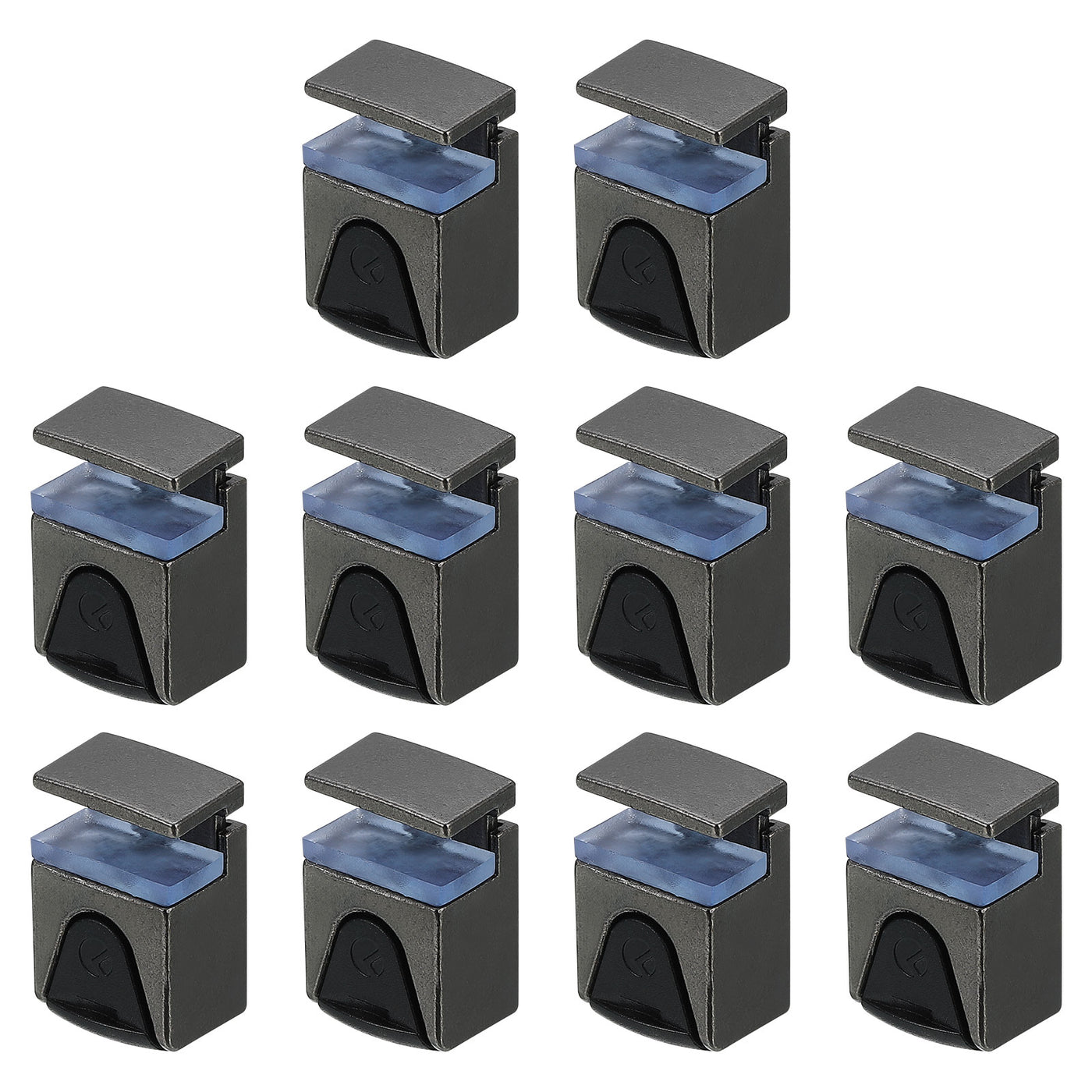 uxcell Uxcell 10 Pcs Glass Shelf Brackets, Zinc Alloy Glass Clamp for 7.5mm, Black