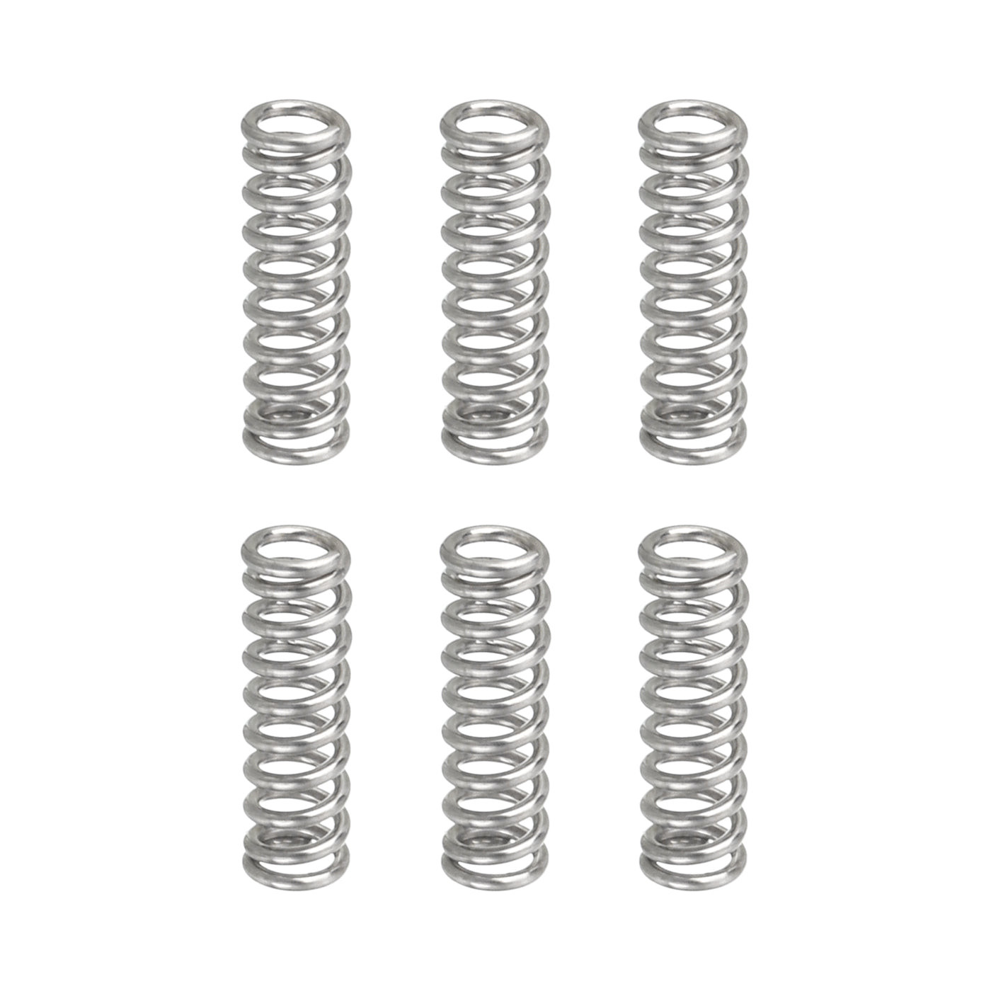 uxcell Uxcell 6Pcs 304 Stainless Steel Compression Springs, 0.5mm x 3mm x 10mm, Silver