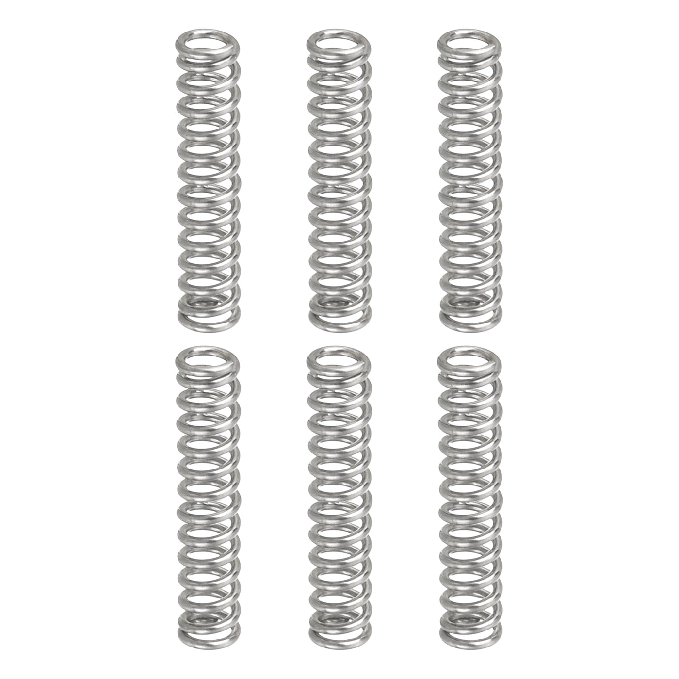 uxcell Uxcell 6Pcs 304 Stainless Steel Compression Springs, 0.5mm x 3mm x 15mm, Silver