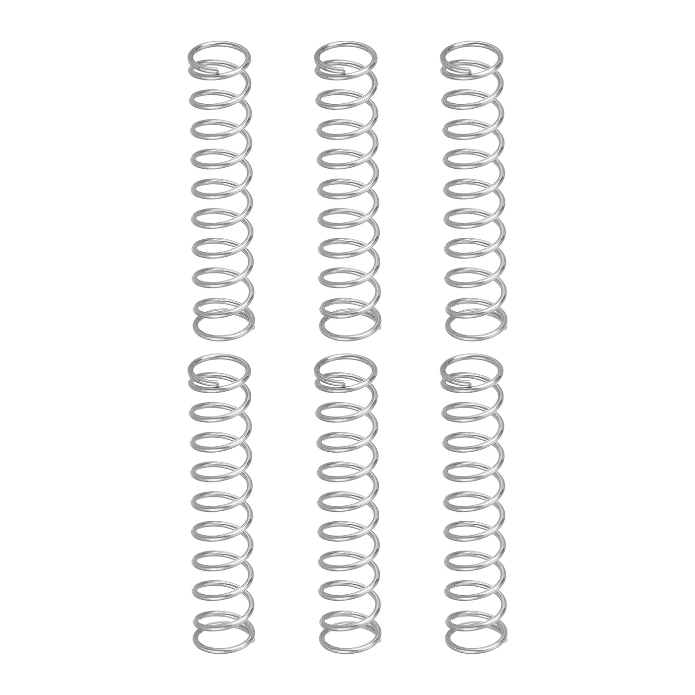 uxcell Uxcell 6Pcs 304 Stainless Steel Compression Springs, 0.7mm x 7mm x 30mm, Silver