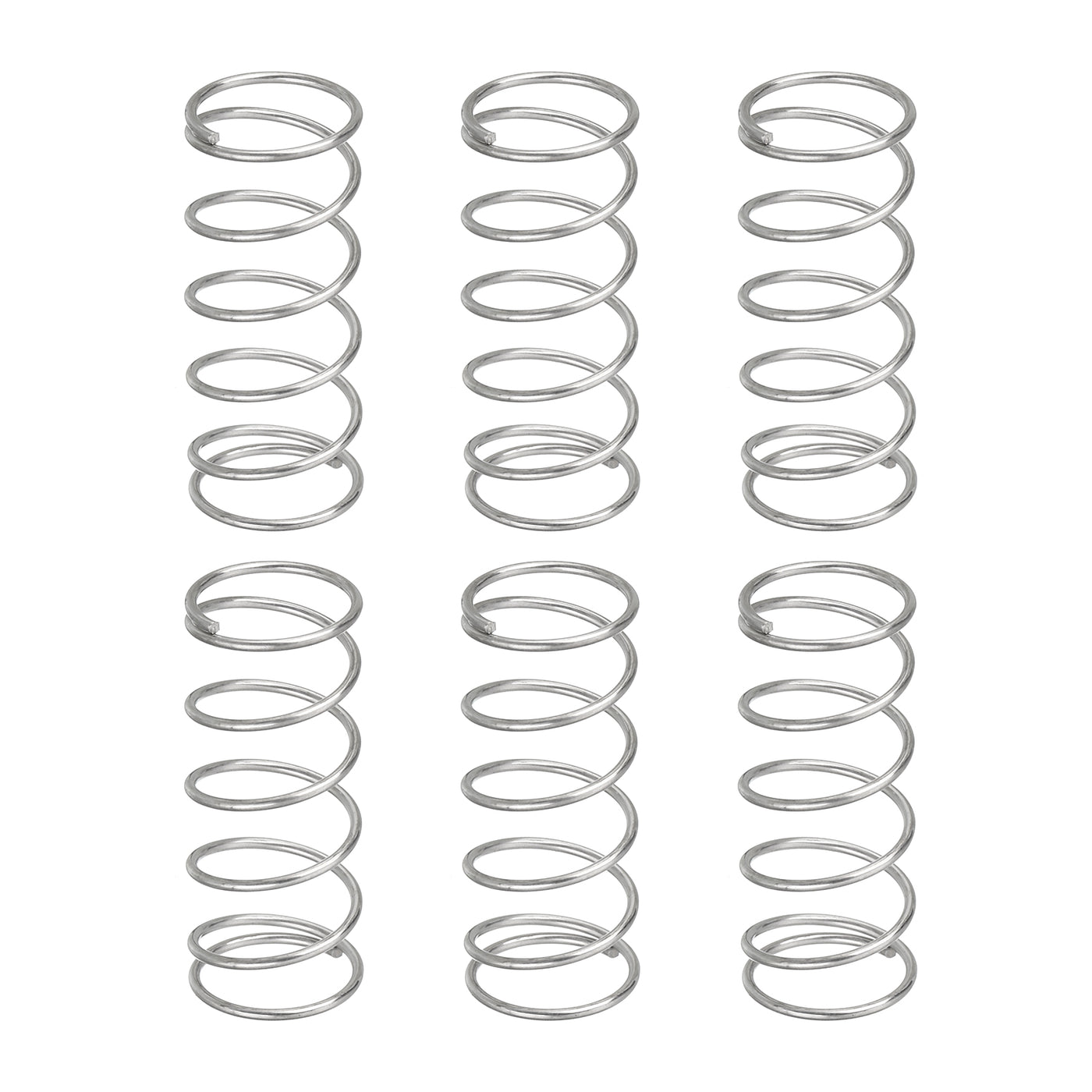 uxcell Uxcell 6Pcs 304 Stainless Steel Compression Springs, 0.8mm x 11mm x 30mm, Silver