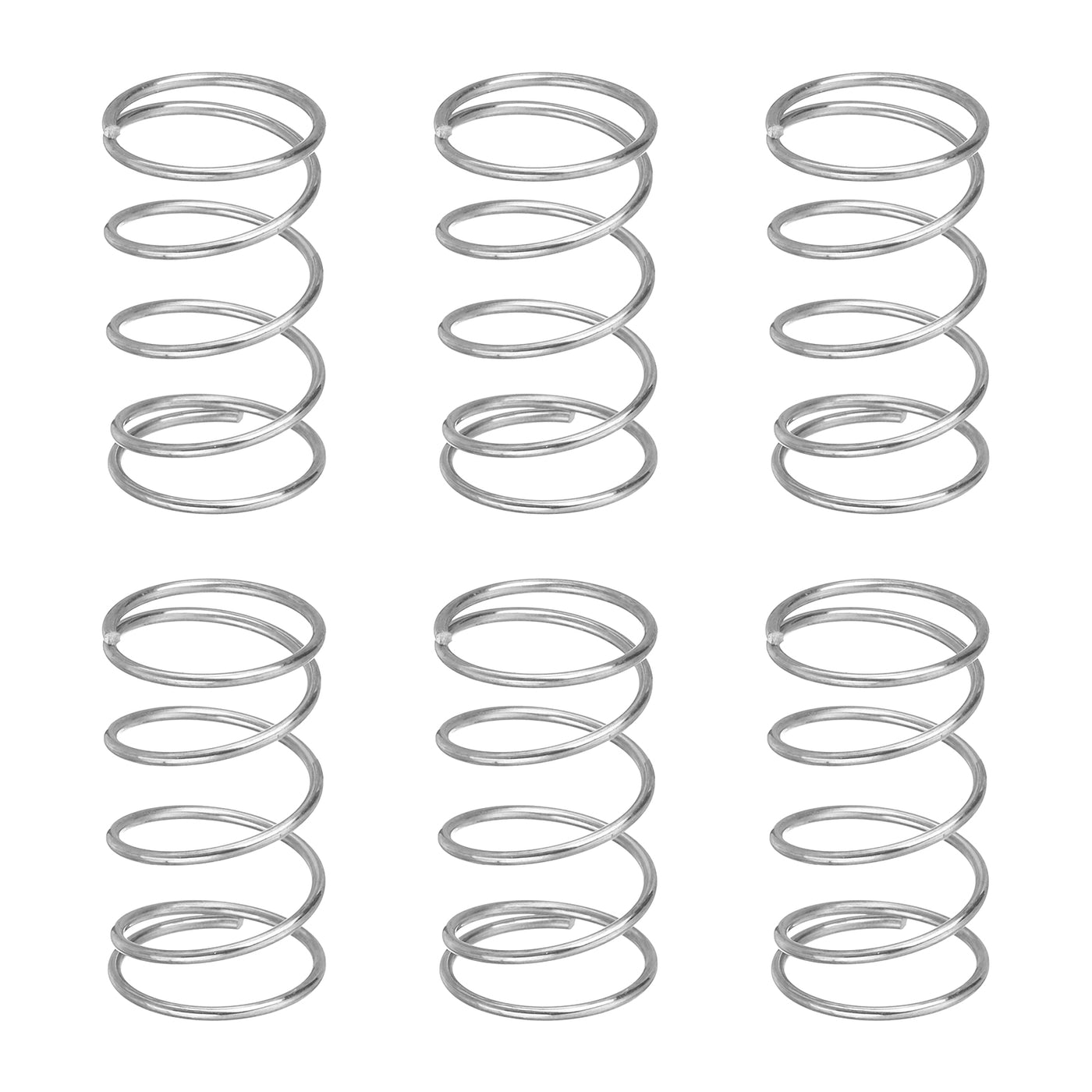 uxcell Uxcell 6Pcs 304 Stainless Steel Compression Springs, 0.8mm x 12mm x 20mm, Silver