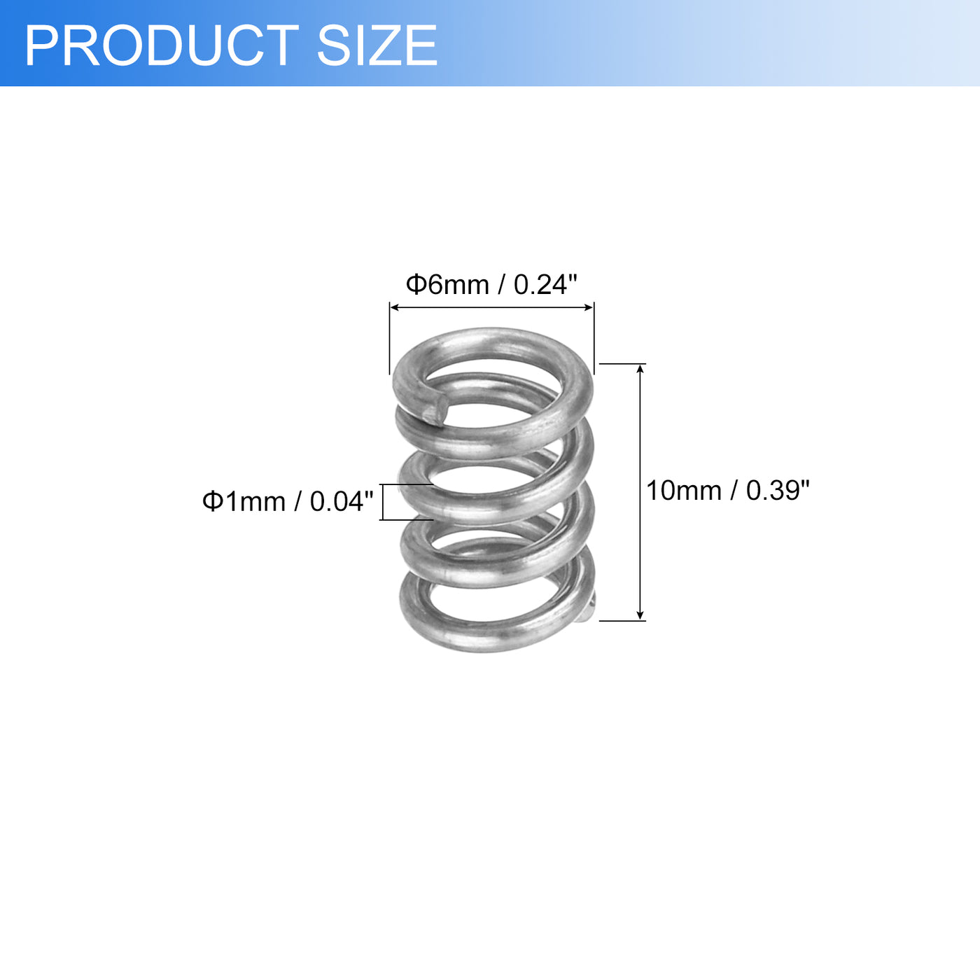 uxcell Uxcell 2Pcs 304 Stainless Steel Compression Springs, 1mm x 6mm x 10mm, Silver