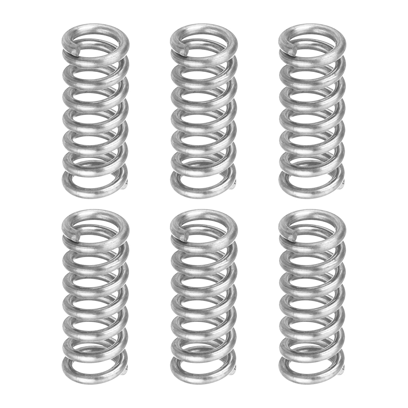 uxcell Uxcell 6Pcs 304 Stainless Steel Compression Springs, 1mm x 6mm x 15mm, Silver