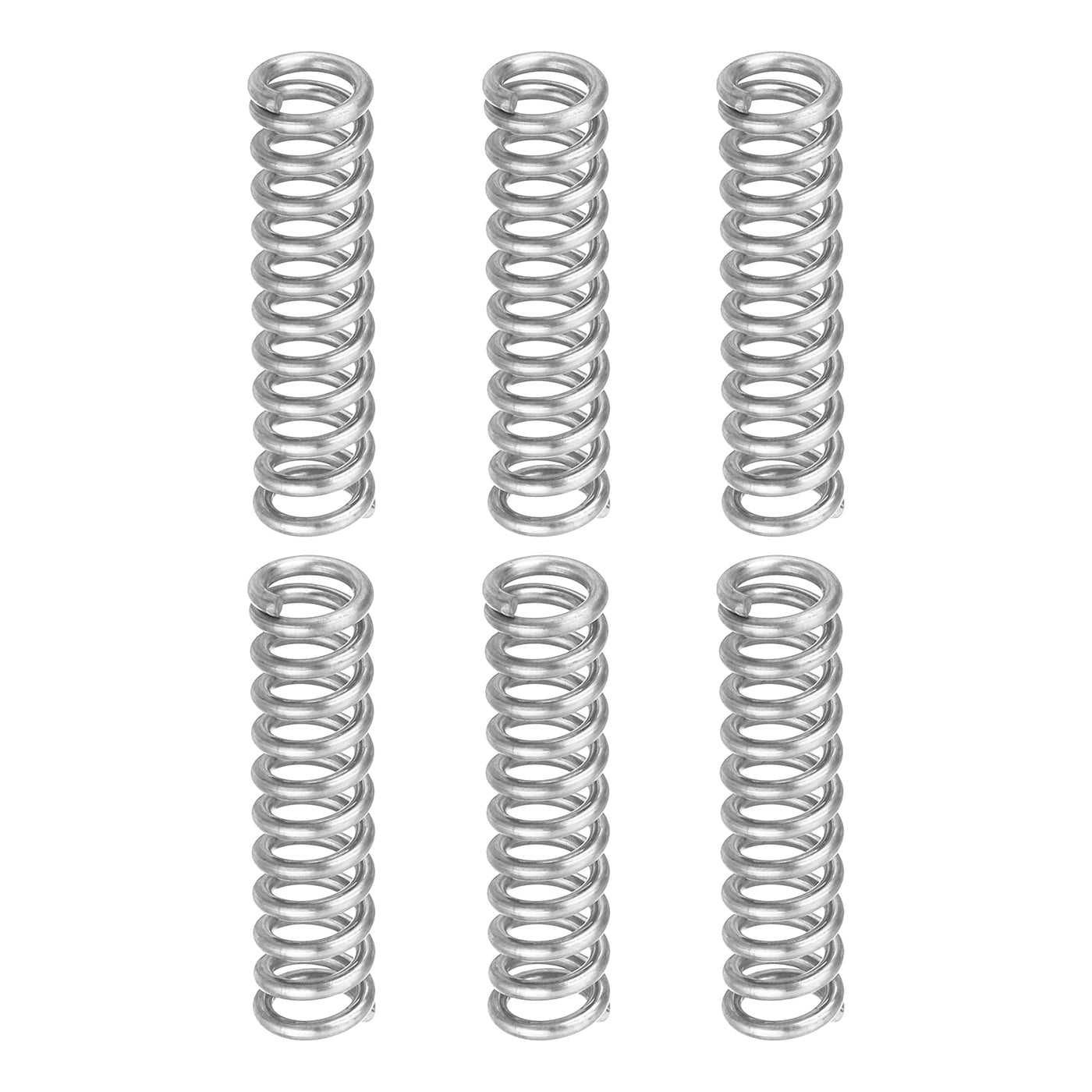 uxcell Uxcell 6Pcs 304 Stainless Steel Compression Springs, 1mm x 6mm x 25mm, Silver