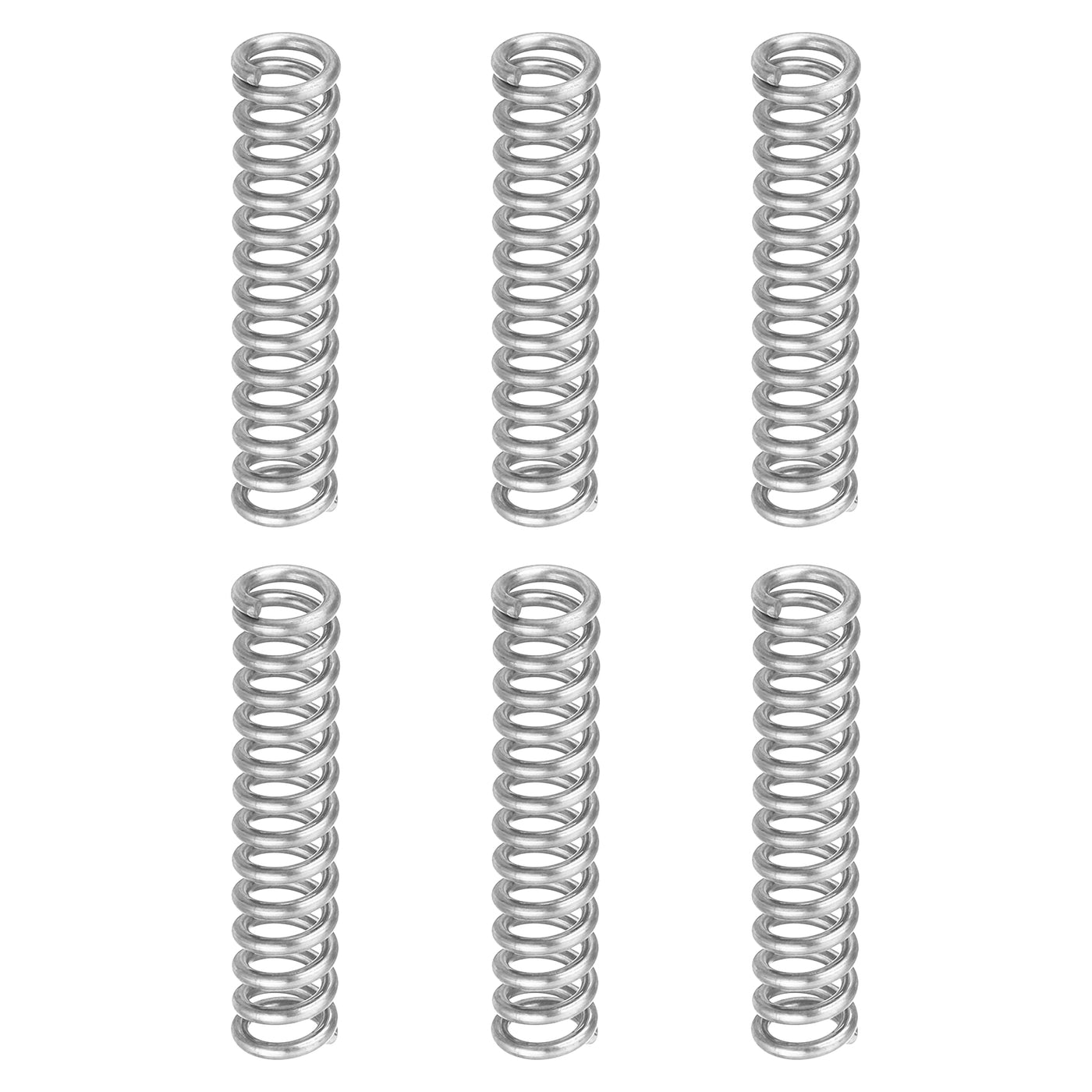 uxcell Uxcell 6Pcs 304 Stainless Steel Compression Springs, 1mm x 6mm x 30mm, Silver