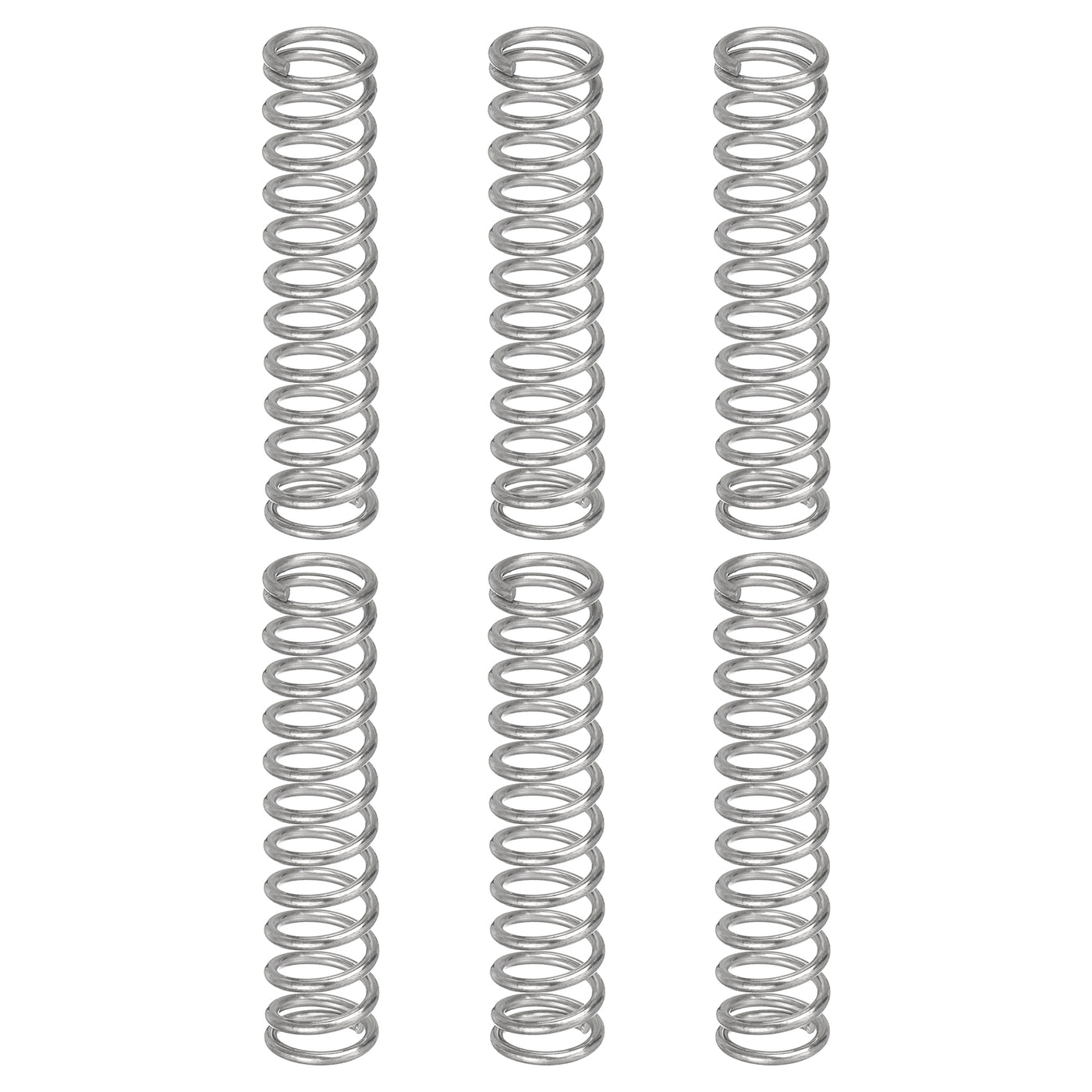 uxcell Uxcell 6Pcs 304 Stainless Steel Compression Springs, 1mm x 8mm x 50mm, Silver