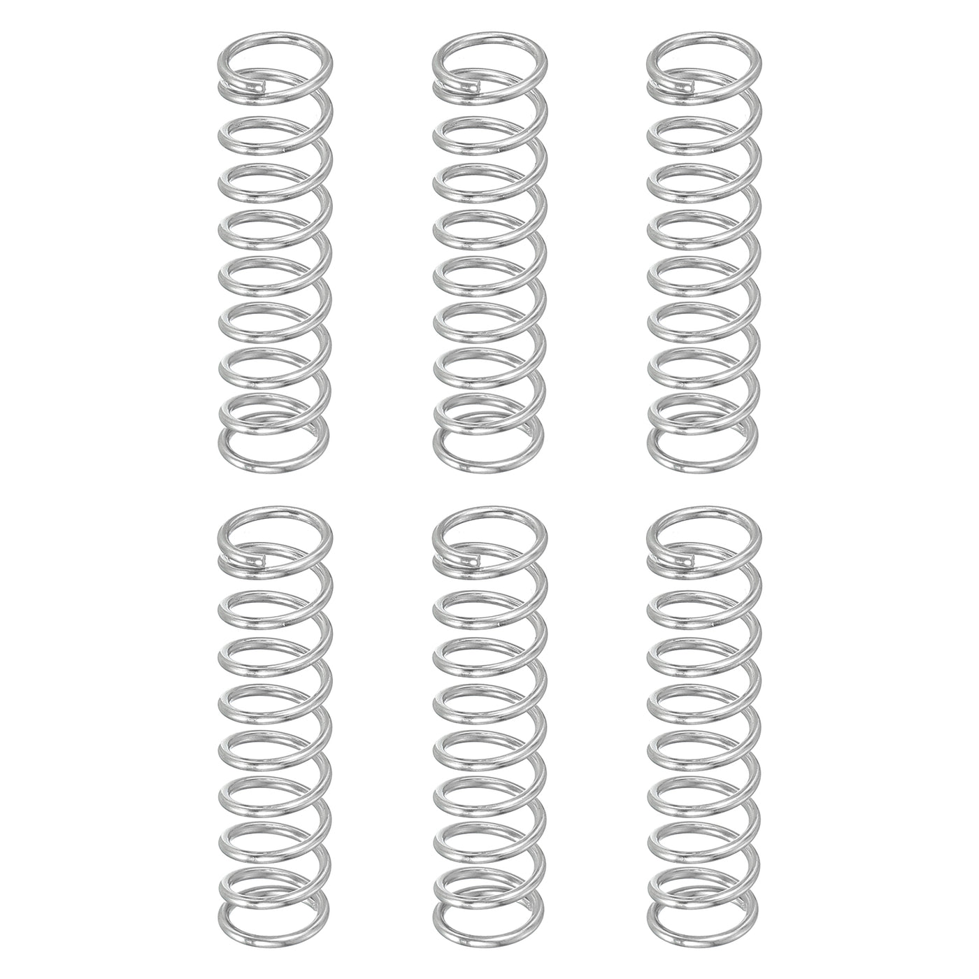 uxcell Uxcell 6Pcs 304 Stainless Steel Compression Springs, 1mm x 9mm x 35mm, Silver