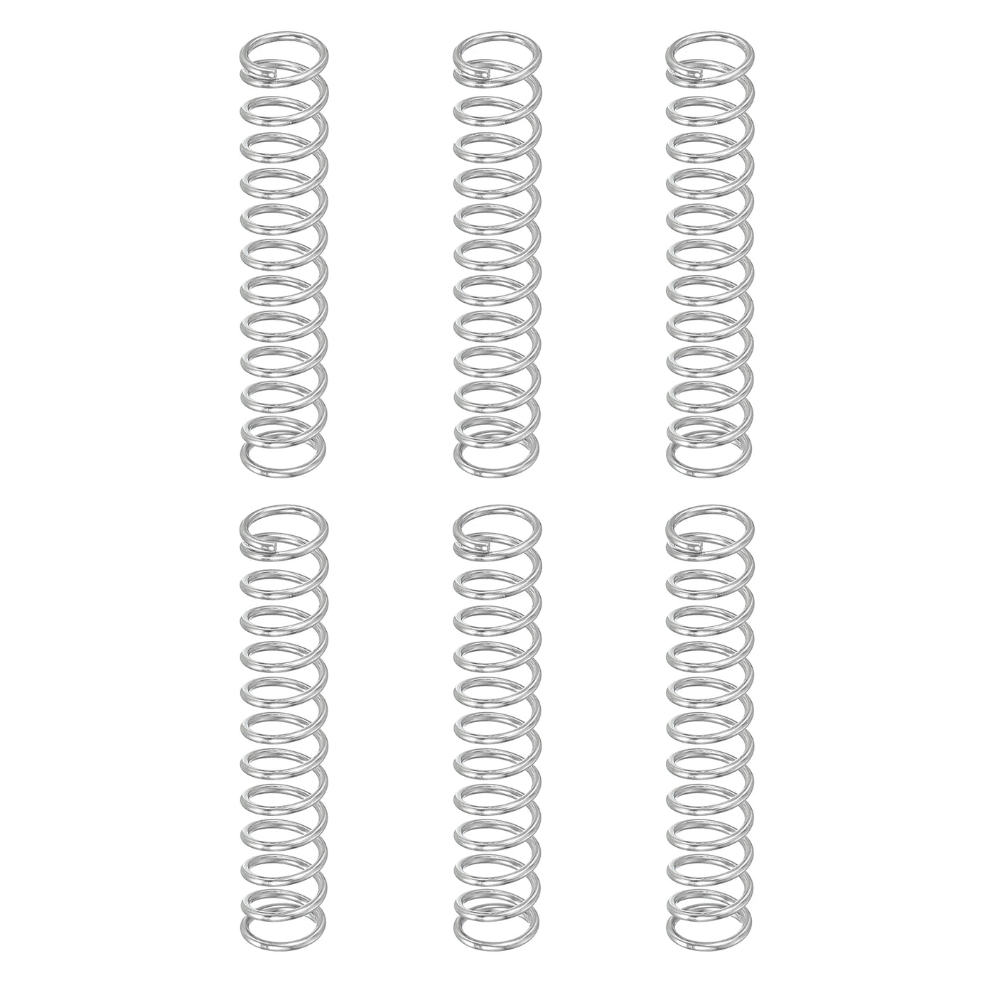 uxcell Uxcell 6Pcs 304 Stainless Steel Compression Springs, 1mm x 9mm x 50mm, Silver