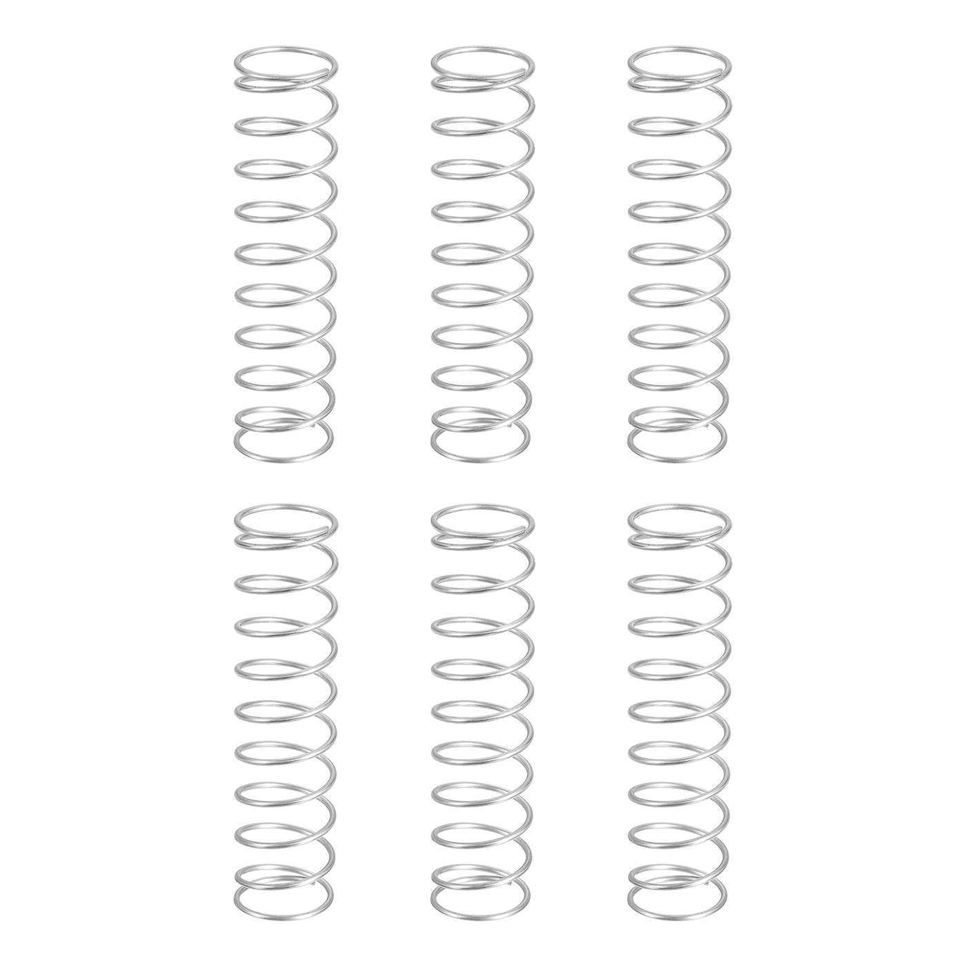 uxcell Uxcell 6Pcs 304 Stainless Steel Compression Springs, 1mm x 15mm x 60mm, Silver