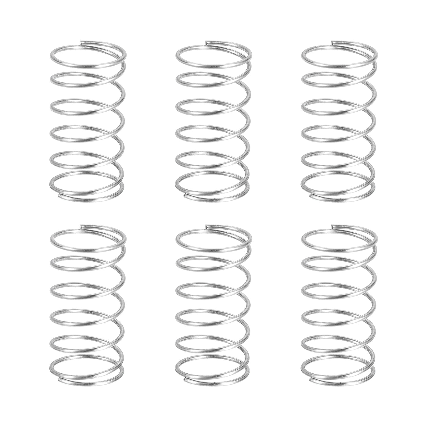 uxcell Uxcell 6Pcs 304 Stainless Steel Compression Springs, 1mm x 16mm x 30mm, Silver