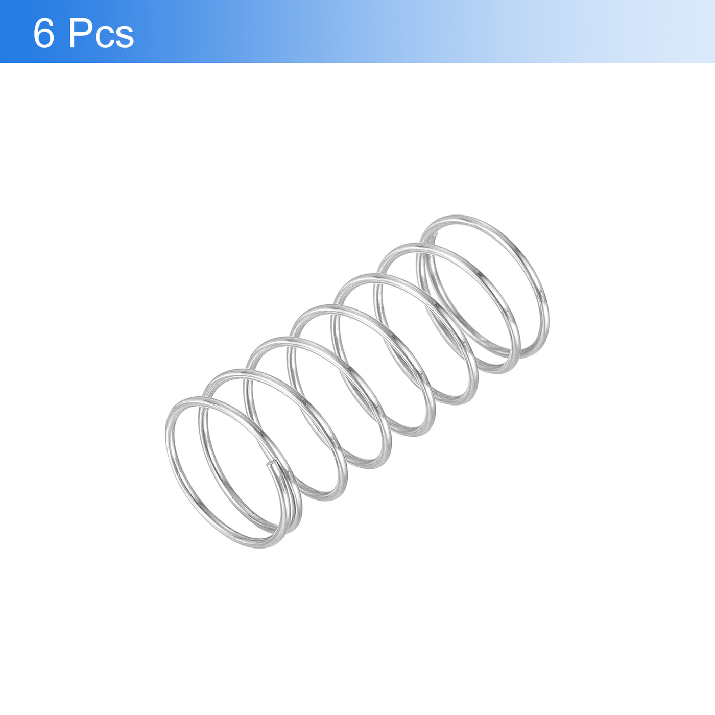 uxcell Uxcell 6Pcs 304 Stainless Steel Compression Springs, 1mm x 16mm x 50mm, Silver