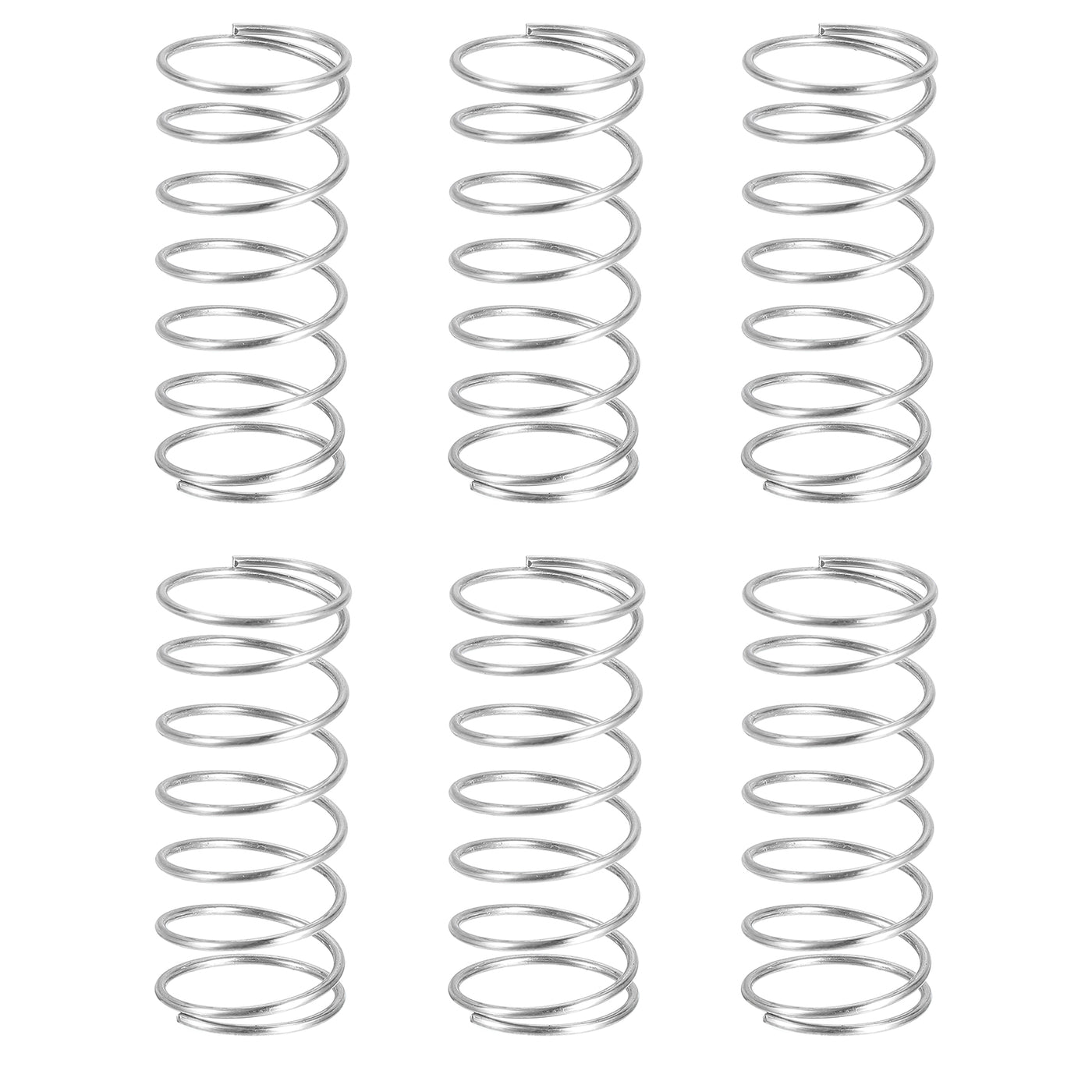 uxcell Uxcell 6Pcs 304 Stainless Steel Compression Springs, 1mm x 16mm x 50mm, Silver