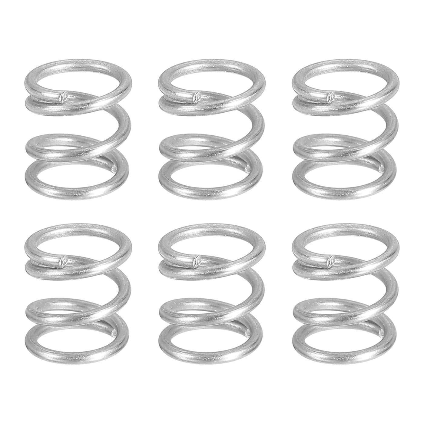 uxcell Uxcell 6Pcs 304 Stainless Steel Compression Springs, 1.2mm x 10mm x 10mm, Silver