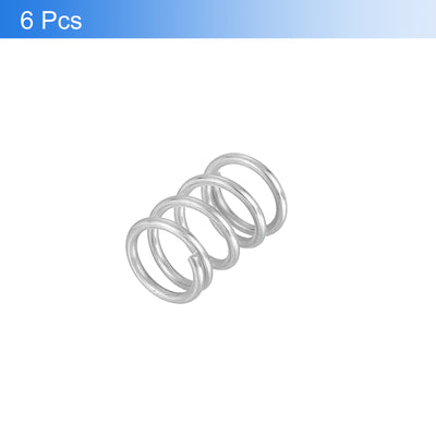 Harfington Uxcell 6Pcs 304 Stainless Steel Compression Springs, 1.2mm x 10mm x 15mm, Silver