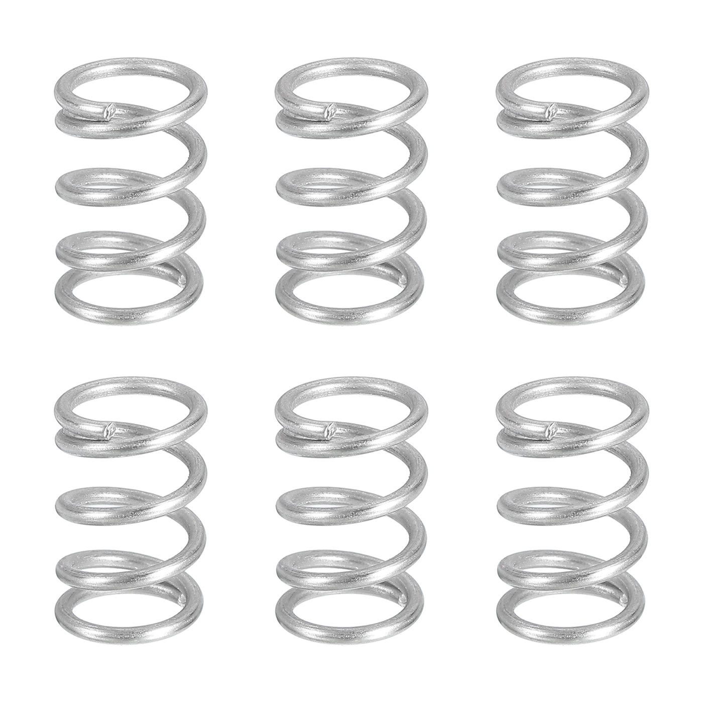 uxcell Uxcell 6Pcs 304 Stainless Steel Compression Springs, 1.2mm x 10mm x 15mm, Silver