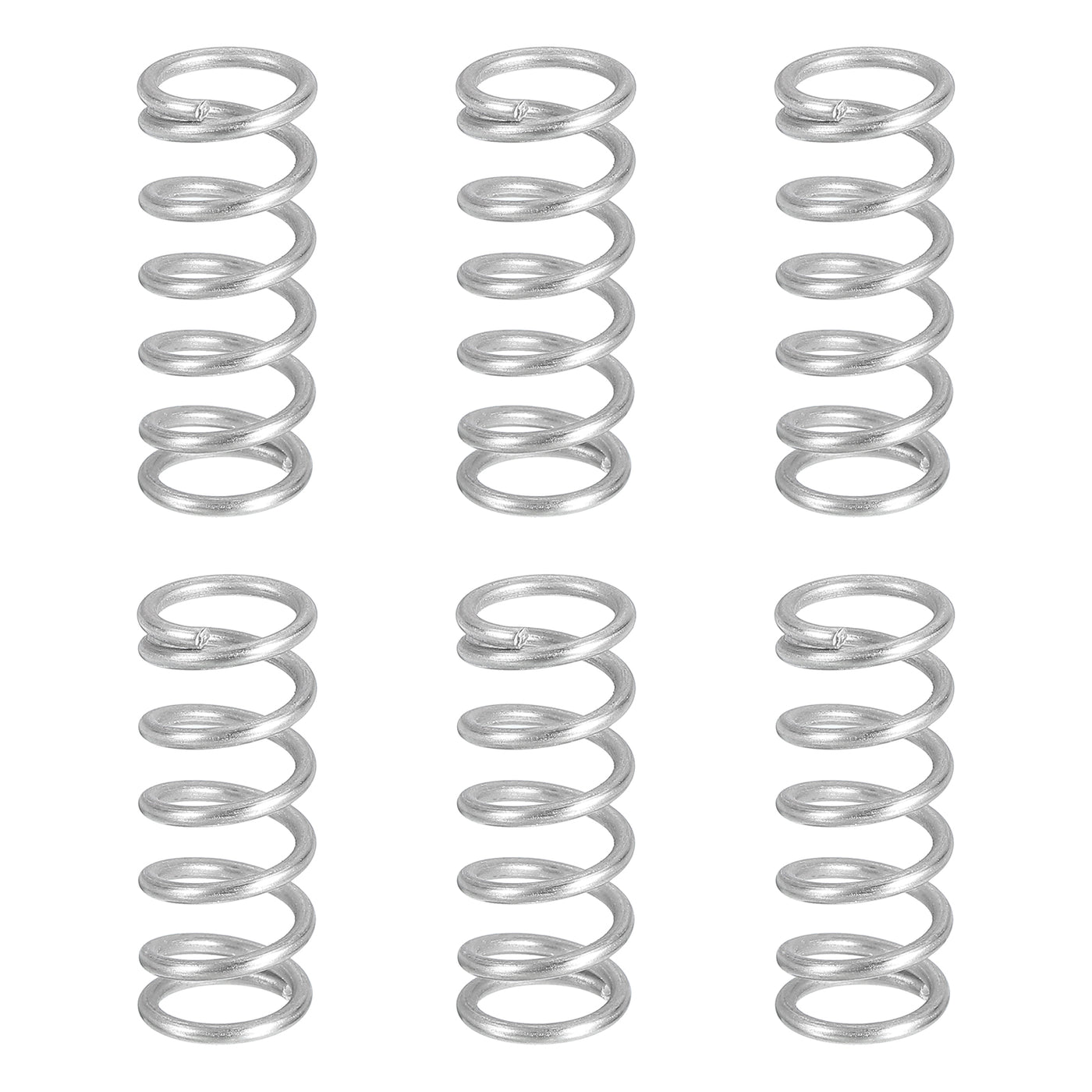 uxcell Uxcell 6Pcs 304 Stainless Steel Compression Springs, 1.2mm x 10mm x 25mm, Silver