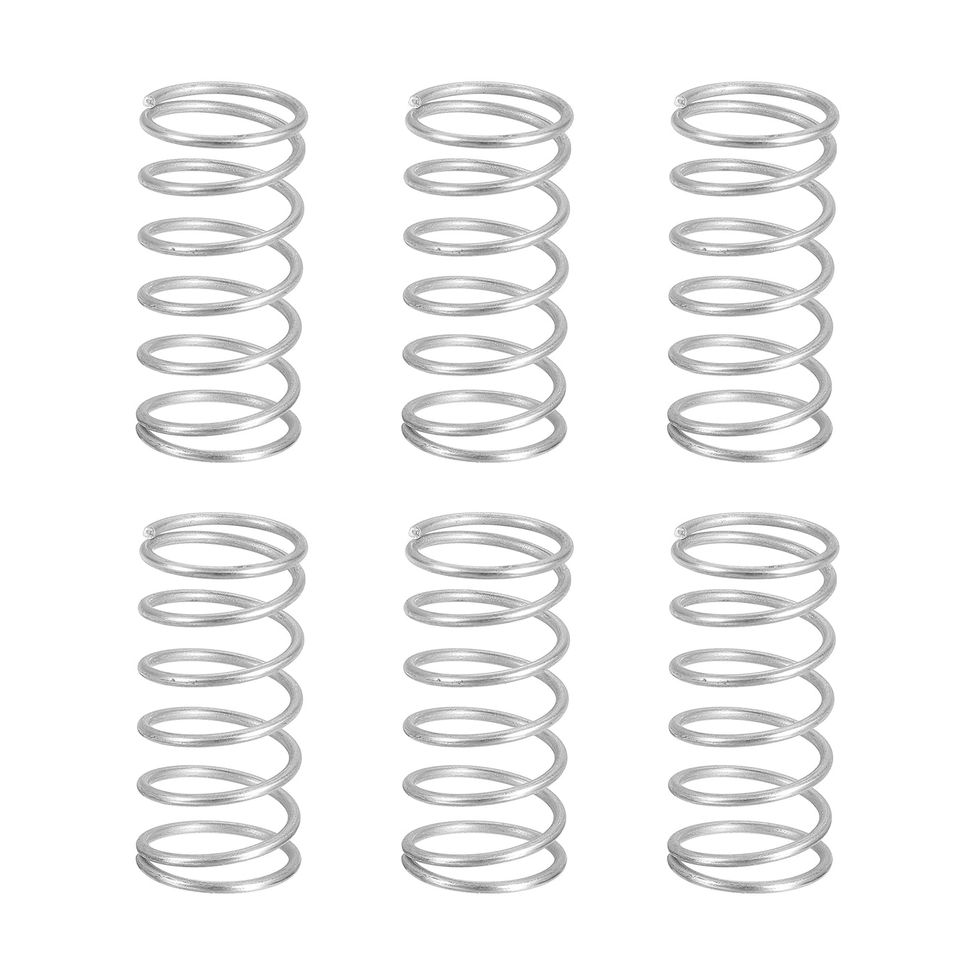 uxcell Uxcell 6Pcs 304 Stainless Steel Compression Springs, 1.2mm x 15mm x 30mm, Silver