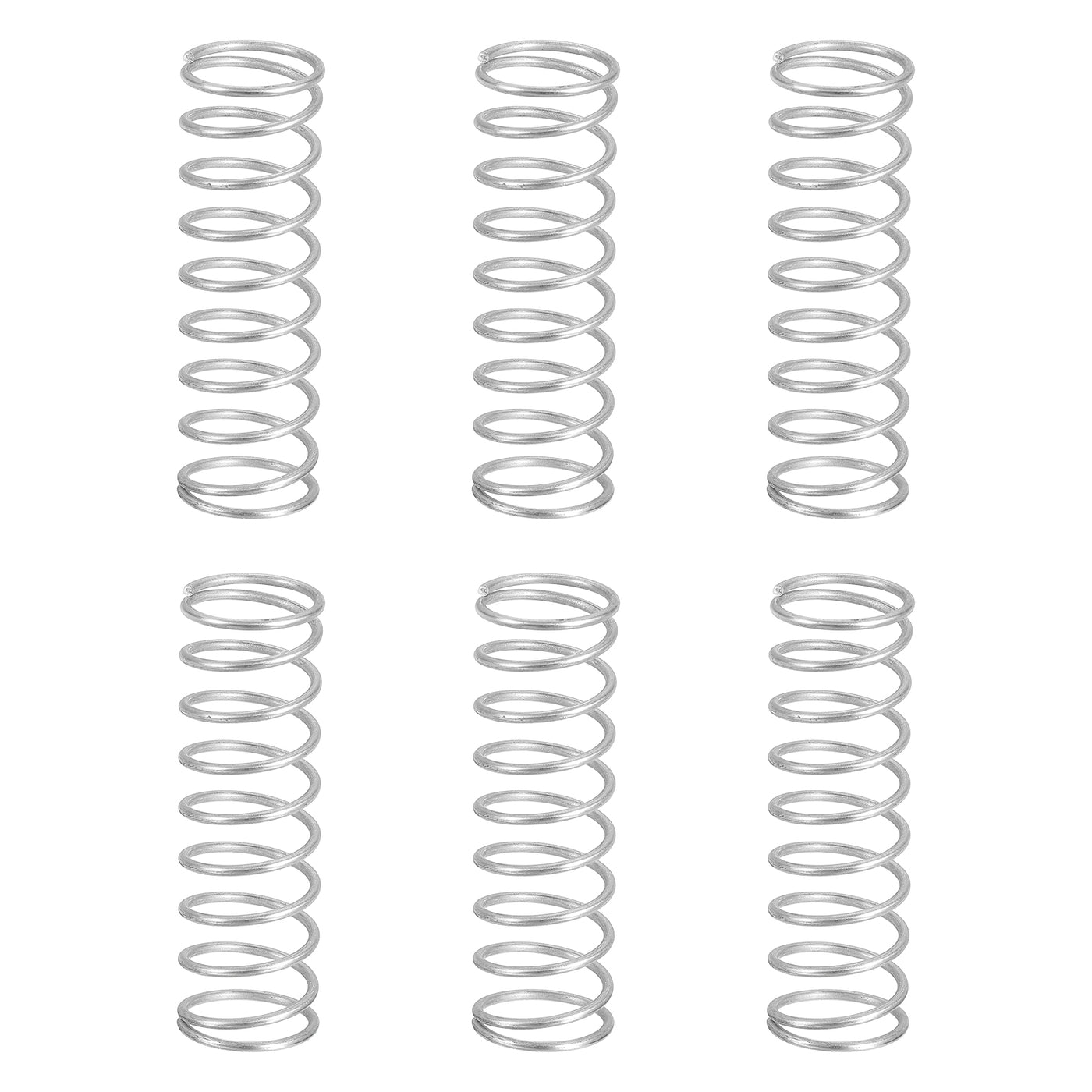 uxcell Uxcell 6Pcs 304 Stainless Steel Compression Springs, 1.2mm x 15mm x 50mm, Silver