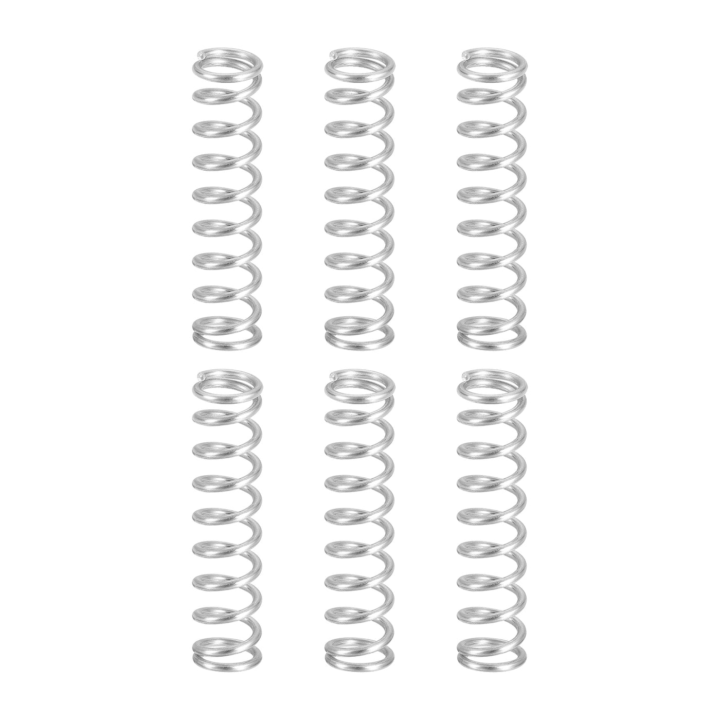 uxcell Uxcell 6Pcs 304 Stainless Steel Compression Springs, 1.6mm x 12mm x 50mm, Silver