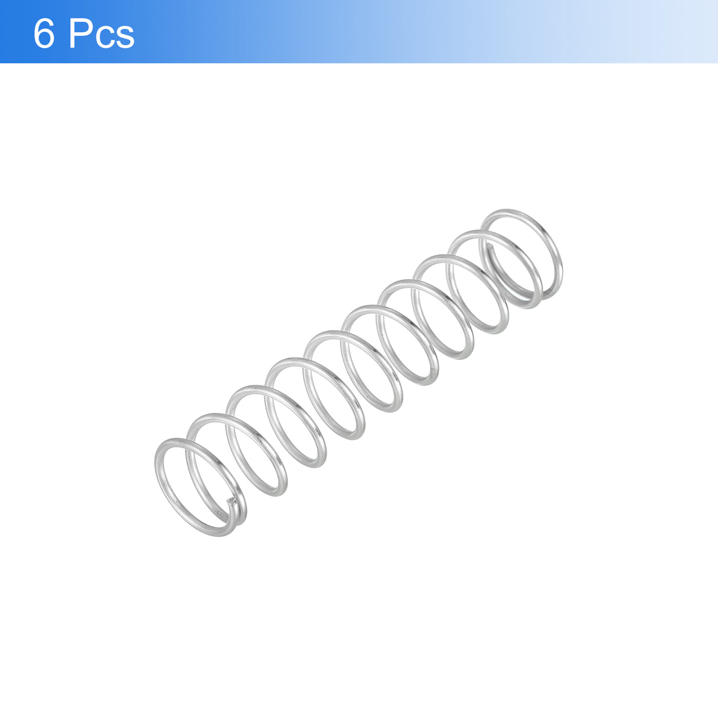 uxcell Uxcell 6Pcs 304 Stainless Steel Compression Springs, 1.6mm x 18mm x 80mm, Silver