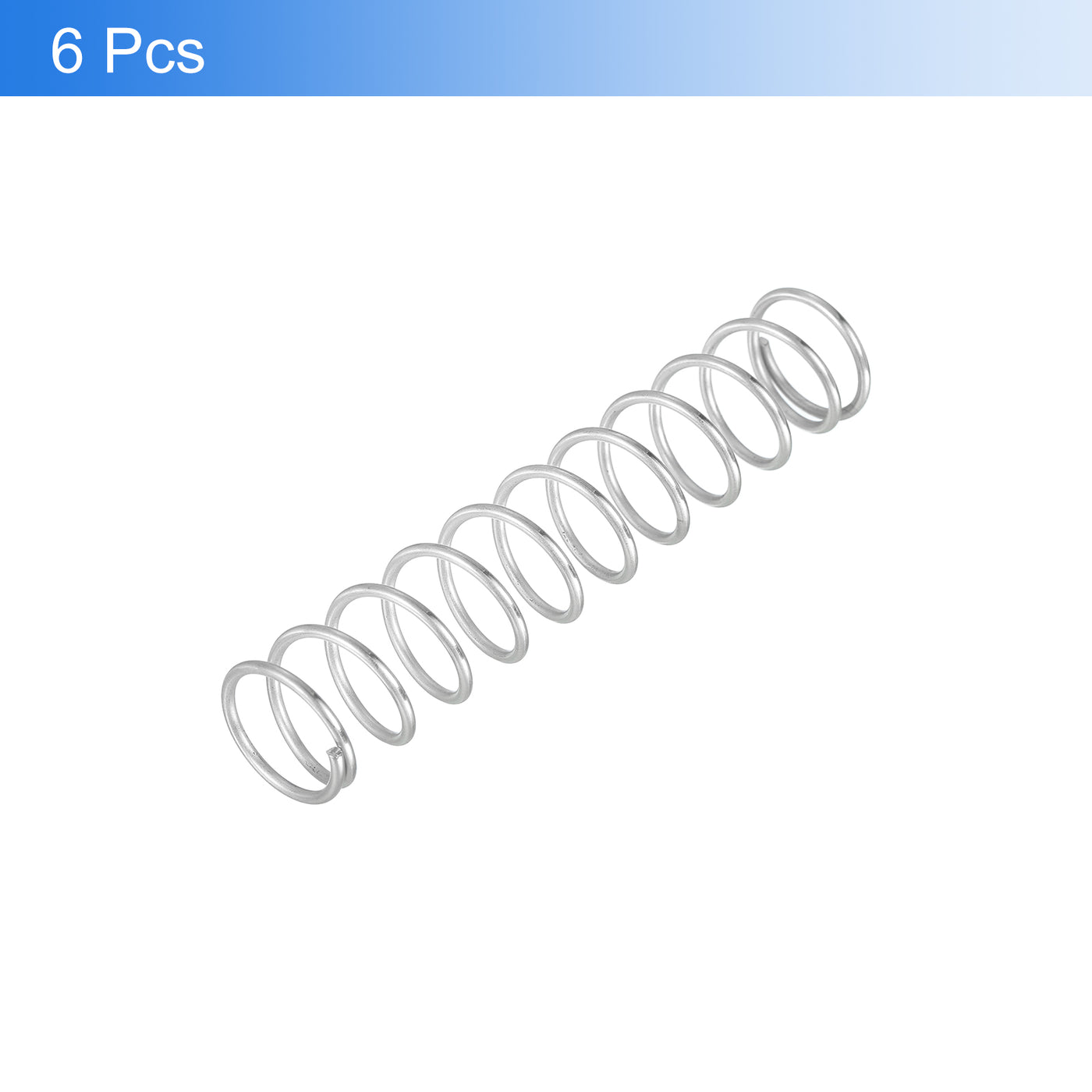 uxcell Uxcell 6Pcs 304 Stainless Steel Compression Springs, 1.6mm x 18mm x 90mm, Silver