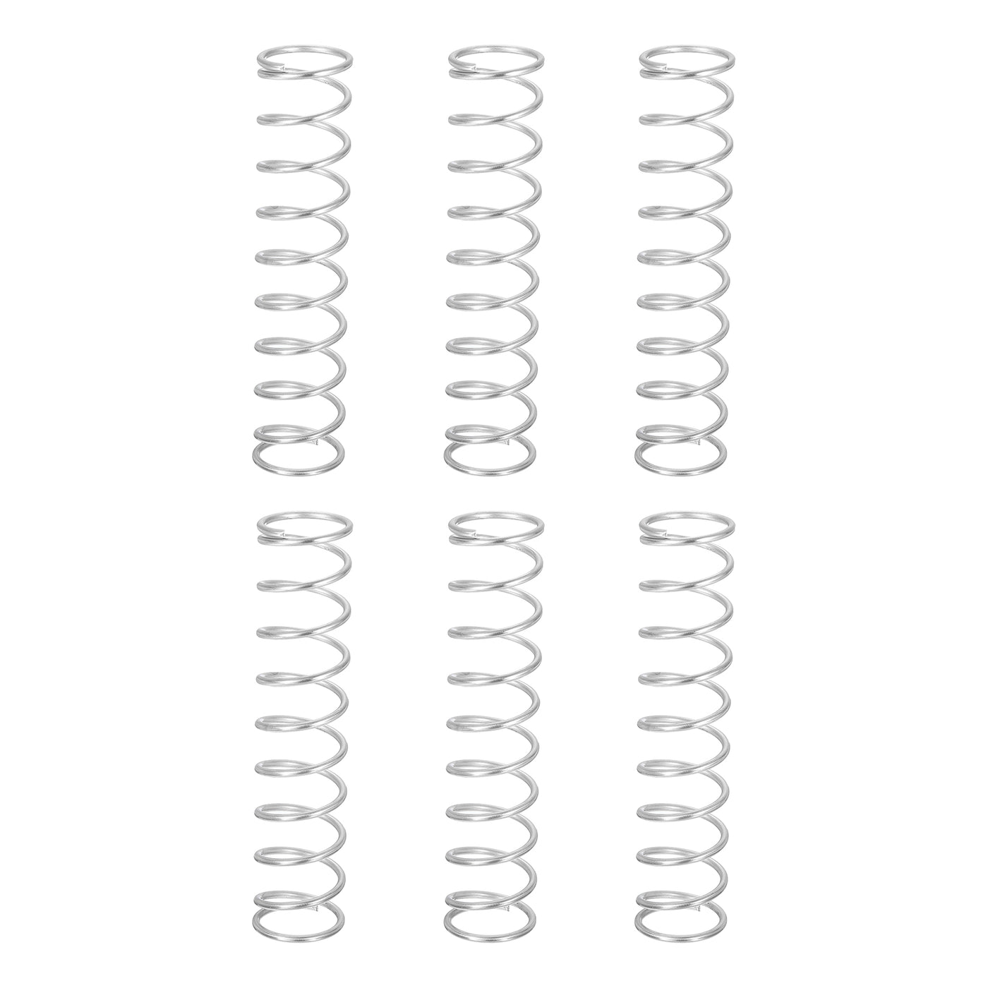 uxcell Uxcell 6Pcs 304 Stainless Steel Compression Springs, 1.6mm x 18mm x 90mm, Silver