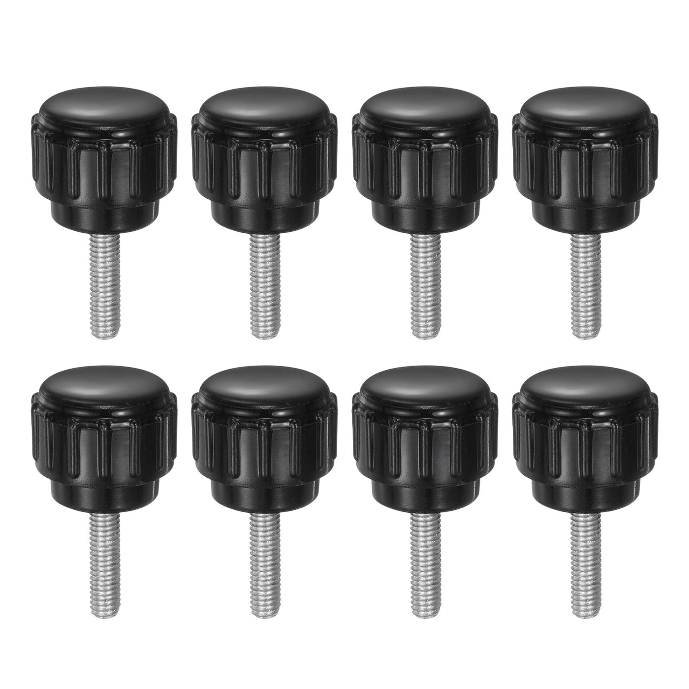 uxcell Uxcell 8pcs Knurled Clamping Knobs M3 x 12mm Zinc Plated Carbon Steel Thread 14mm Head