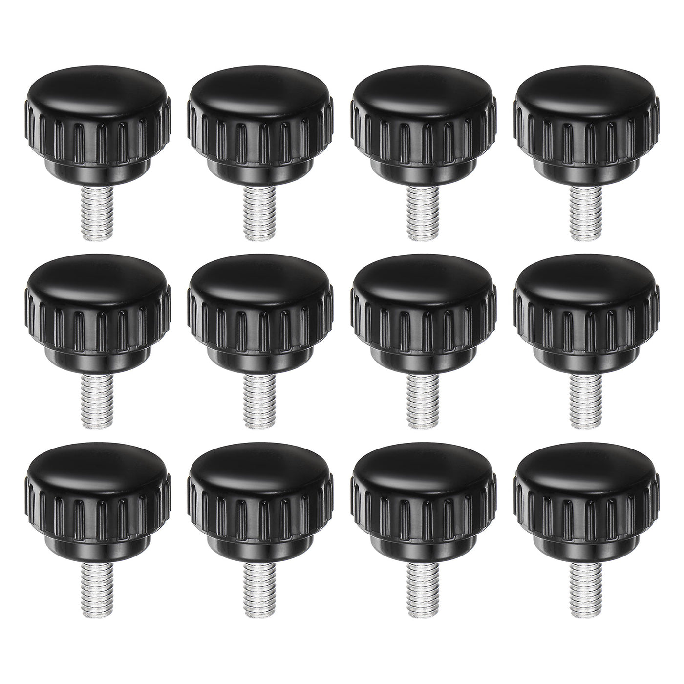 uxcell Uxcell 12pcs Knurled Clamping Knobs M6 x 16mm Zinc Plated Carbon Steel Thread 25mm Head