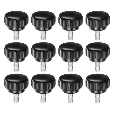 Harfington Uxcell 12pcs Knurled Clamping Knobs M6 x 16mm Zinc Plated Carbon Steel Thread 25mm Head