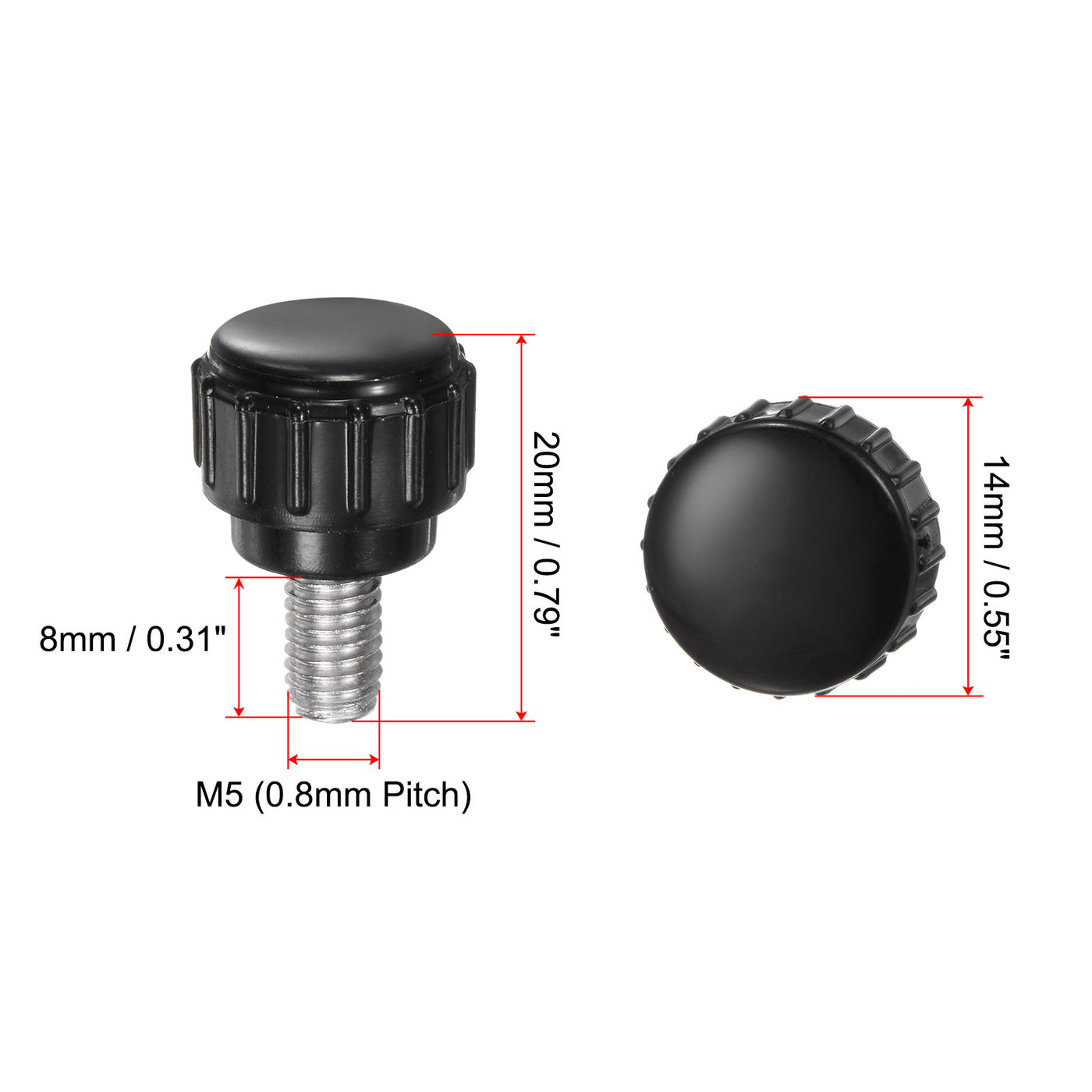 uxcell Uxcell 12pcs Knurled Clamping Knobs M5 x 8mm 304 Stainless Steel Thread 14mm Head