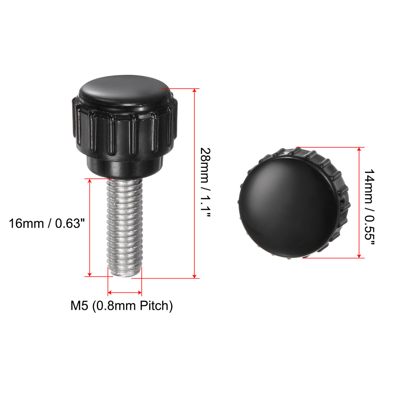 uxcell Uxcell 12pcs Knurled Clamping Knobs M5 x 16mm 304 Stainless Steel Thread 14mm Head