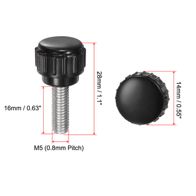 Harfington Uxcell 12pcs Knurled Clamping Knobs M5 x 16mm 304 Stainless Steel Thread 14mm Head