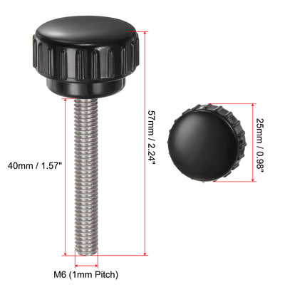 Harfington Uxcell 4 Stück Rändelschraube mit Gewinde M6 x 40mm x 25mm Rundkopfschraube Edelstahl 304 Rundgriffbolzen Klemmknöpfe 25mm Handknöpfe Daumenschrauben Spannschraube für Industrie Maschine