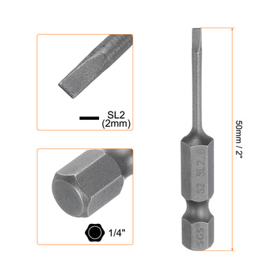 Harfington SL2 Magnetic Slotted Screwdriver Bits 2mm Flat Head Screwdriver Bit 2" Long