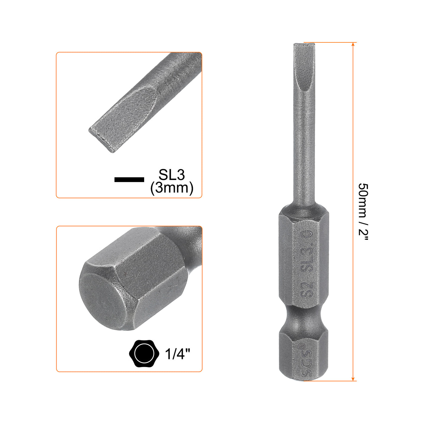 Harfington SL3 Magnetic Slotted Screwdriver Bits 3mm Flat Head Screwdriver Bit 2"