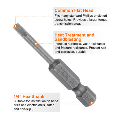 Harfington 5pcs SL3 Magnetic Slotted Screwdriver Bits 3mm Flat Head Screwdriver Bit 2"