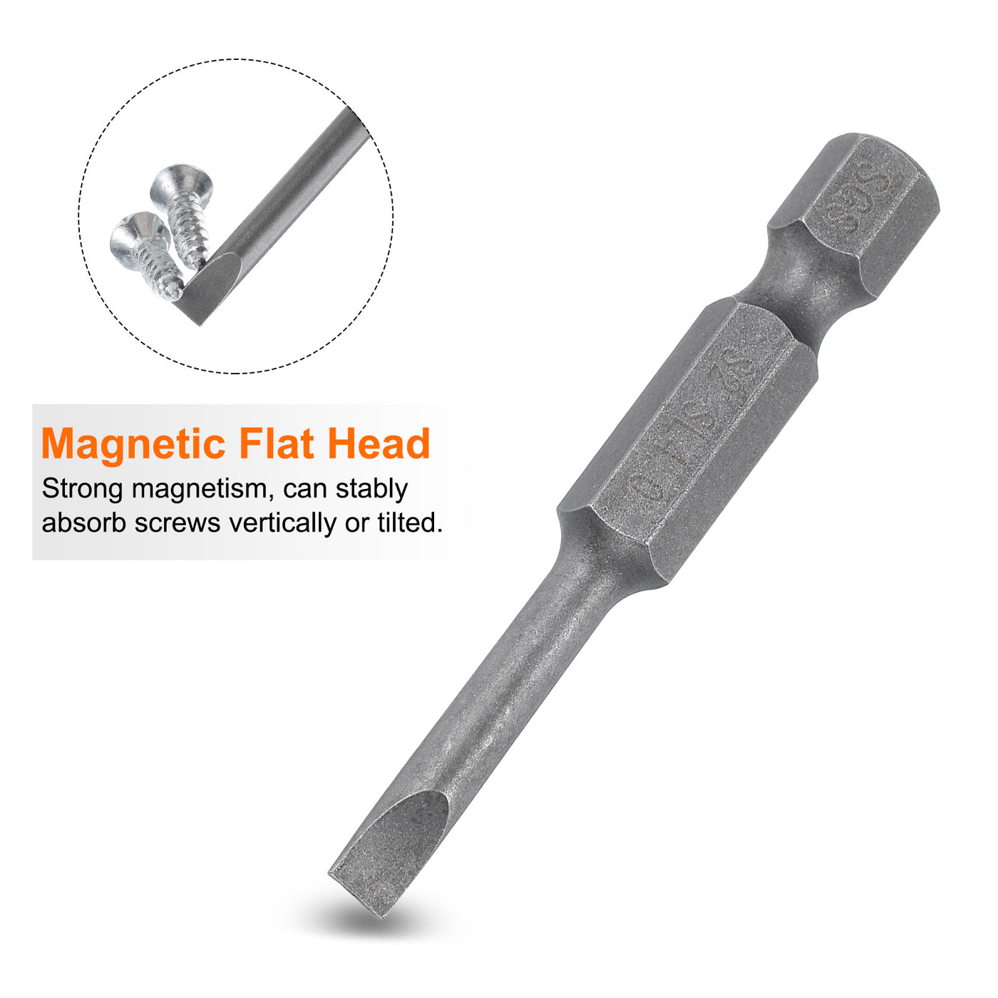 Harfington 5pcs SL4 Magnetic Slotted Screwdriver Bits 4mm Flat Head Screwdriver Bit 2"