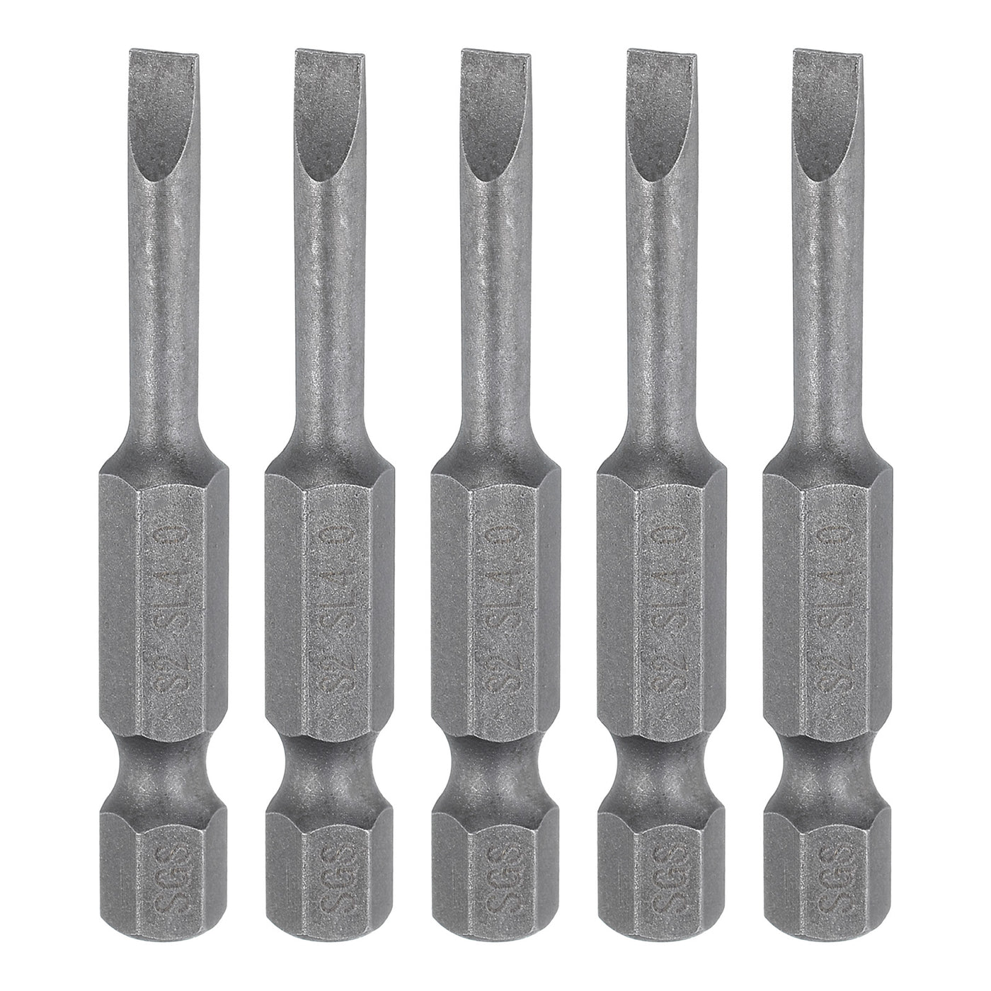 Harfington 5pcs SL4 Magnetic Slotted Screwdriver Bits 4mm Flat Head Screwdriver Bit 2"