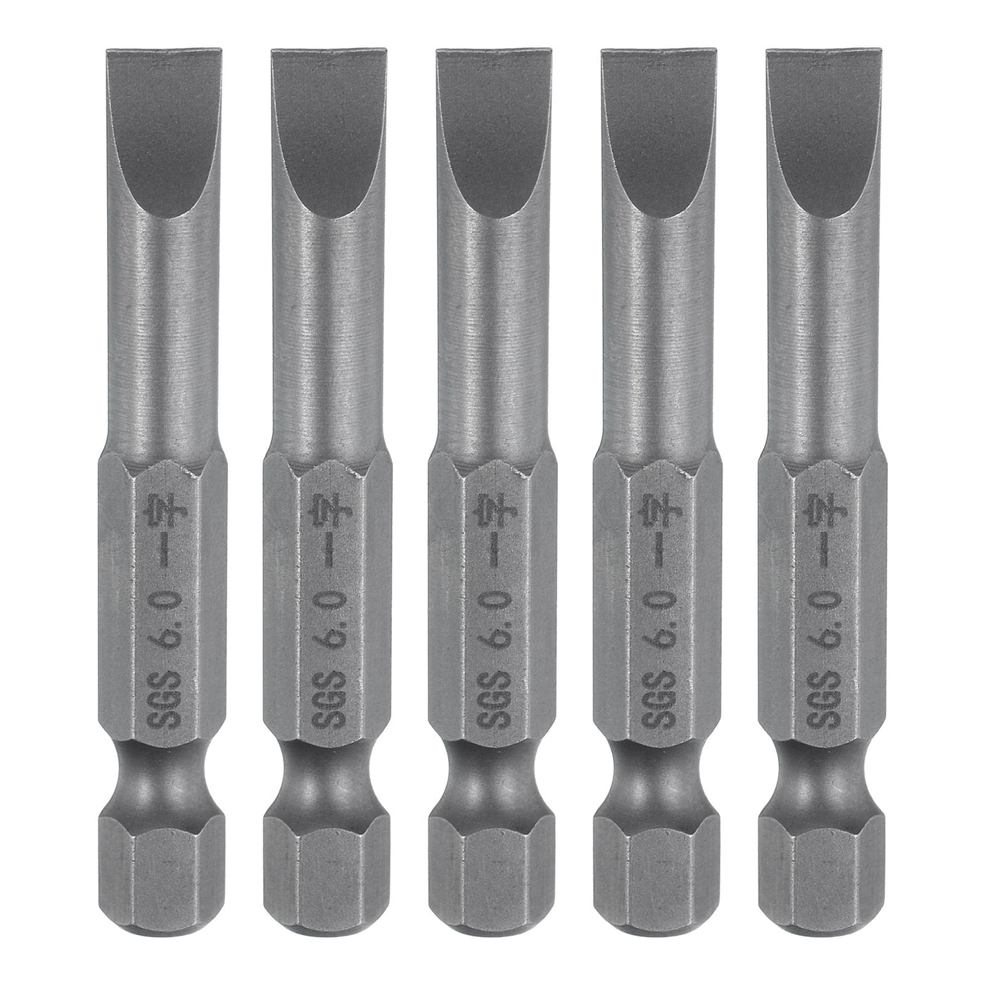 Harfington 5pcs SL6 Magnetic Slotted Screwdriver Bits 6mm Flat Head Screwdriver Bit 2"