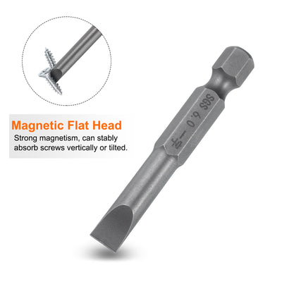 Harfington 10pcs SL6 Magnetic Slotted Screwdriver Bits 6mm Flat Head Screwdriver Bit 2"