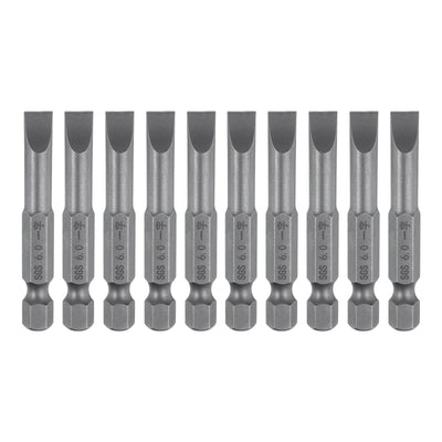 Harfington 10pcs SL6 Magnetic Slotted Screwdriver Bits 6mm Flat Head Screwdriver Bit 2"