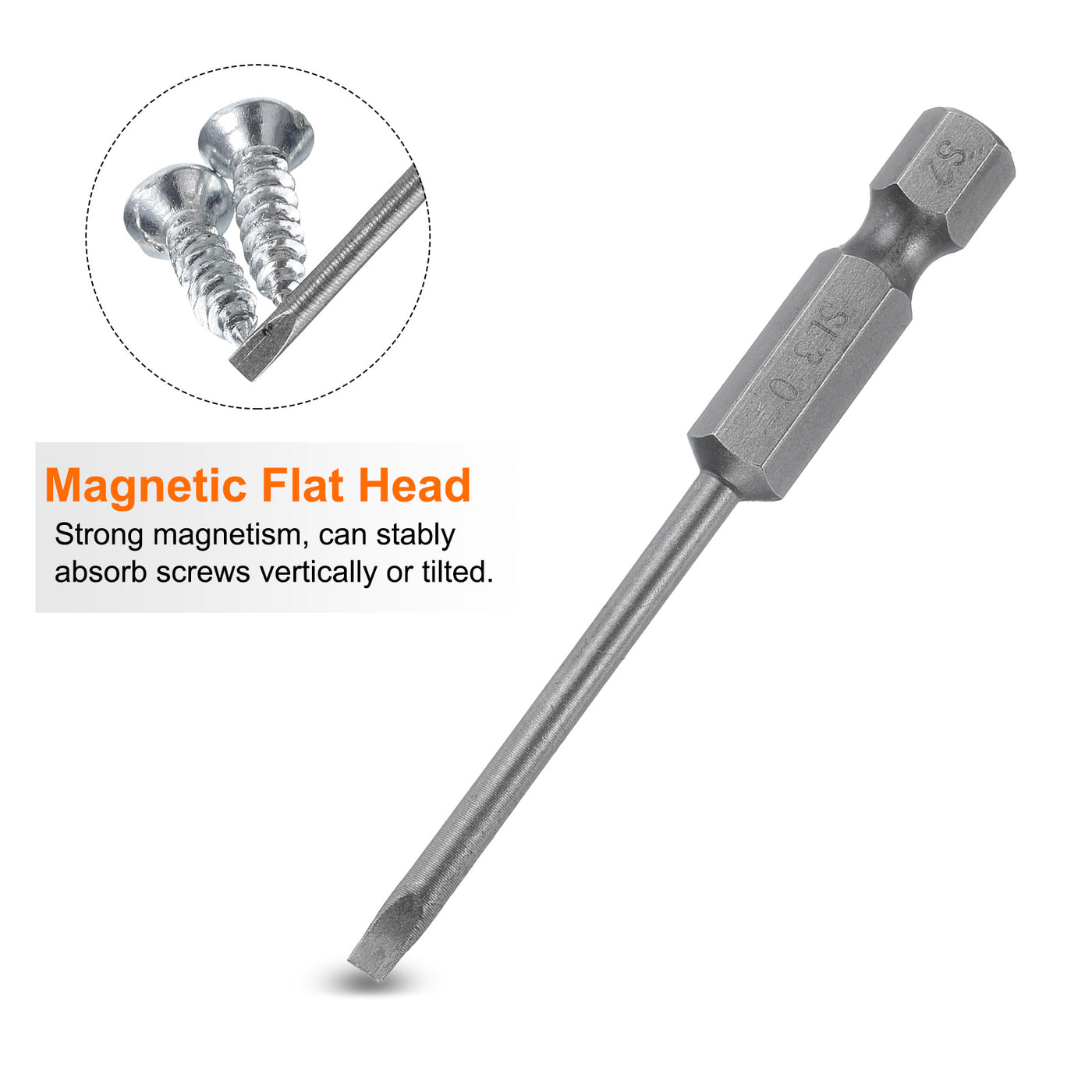 Harfington SL3 Magnetic Slotted Screwdriver Bits 3mm Flat Head Screwdriver Bit 2.6"