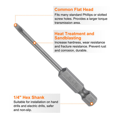 Harfington 5pcs SL3 Magnetic Slotted Screwdriver Bits 3mm Flat Head Screwdriver Bit 2.6"