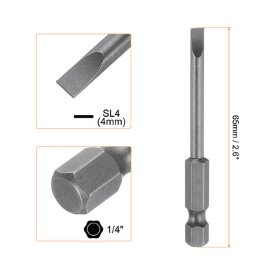 Harfington SL4 Magnetic Slotted Screwdriver Bits 4mm Flat Head Screwdriver Bit 2.6"