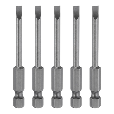 Harfington 5pcs SL4 Magnetic Slotted Screwdriver Bits 4mm Flat Head Screwdriver Bit 2.6"