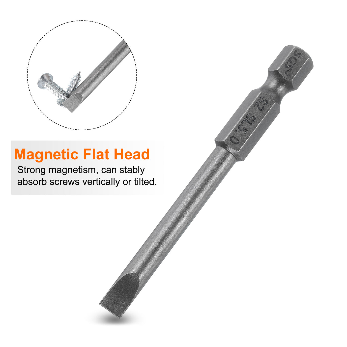 Harfington SL5 Magnetic Slotted Screwdriver Bits 5mm Flat Head Screwdriver Bit 2.6"