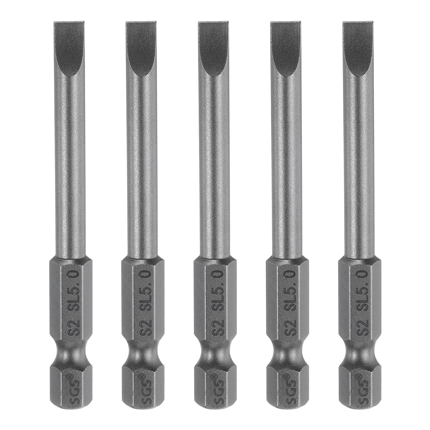 Harfington 5pcs SL5 Magnetic Slotted Screwdriver Bits 5mm Flat Head Screwdriver Bit 2.6"