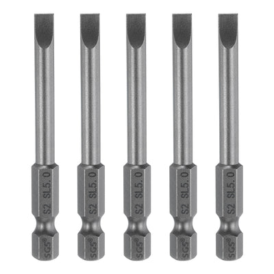 Harfington 5pcs SL5 Magnetic Slotted Screwdriver Bits 5mm Flat Head Screwdriver Bit 2.6"