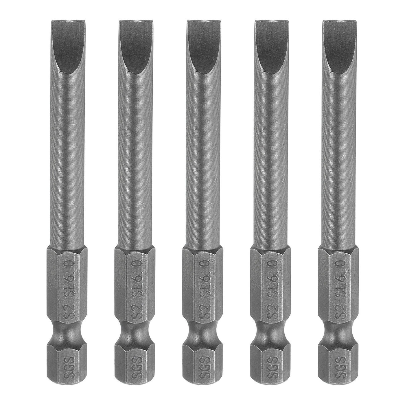 Harfington 5pcs SL6 Magnetic Slotted Screwdriver Bits 6mm Flat Head Screwdriver Bit 2.6"